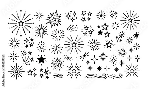 Sparkle line sparkle, sparkle star icon vector illustration, and burst lines. Ideal for creative projects involving a variety of shapes, design, and decoration