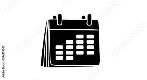 Simple Black and White Calendar Icon.