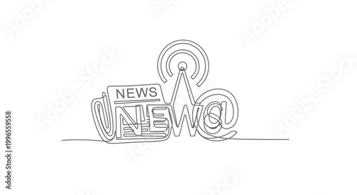 News symbol with radio waves.