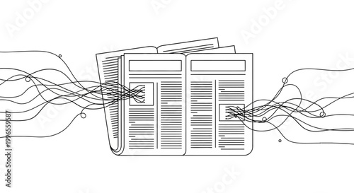 Newspaper being torn in half.