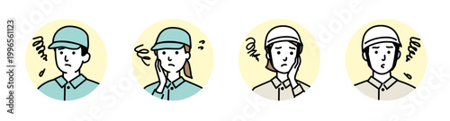 作業スタッフ　若い男女　アイコンセット