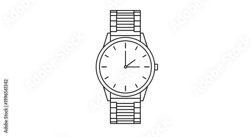 Minimalist watch illustration on white background for timekeeping concepts