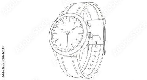 Minimalist wristwatch illustration on white background for timekeeping design concept