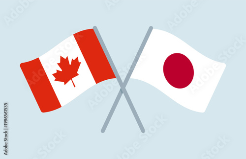 Vector Canada and Japan Flags Illustration