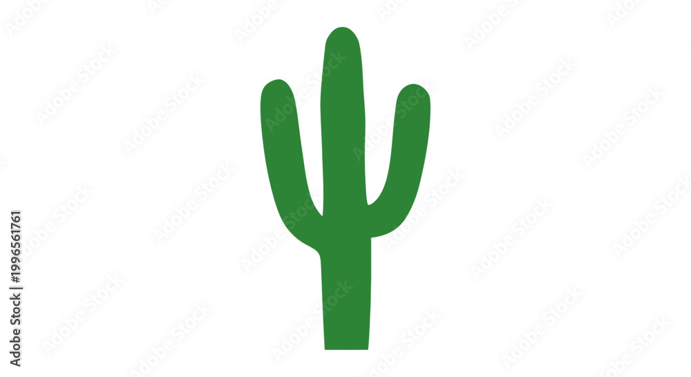 Obraz premium Simple Green Cactus Illustration Isolated White.