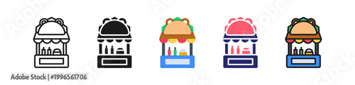 Taco Stand Multiple Style Icon Set Collection. 