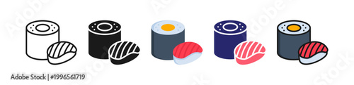 Sushi Multiple Style Icon Set Collection. 