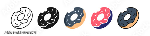 Donut Multiple Style Icon Set Collection. 