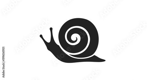 Black Silhouette of a Snail.