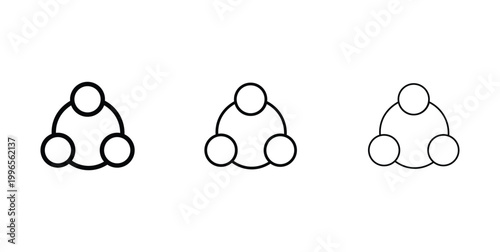 Minimalist community icon set, black outline people connection symbols, abstract social network vector graphics for web and app interface design