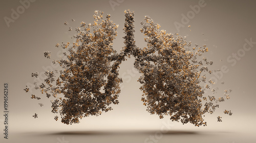 Medical Illustration of Lungs with Organic Particle Structure