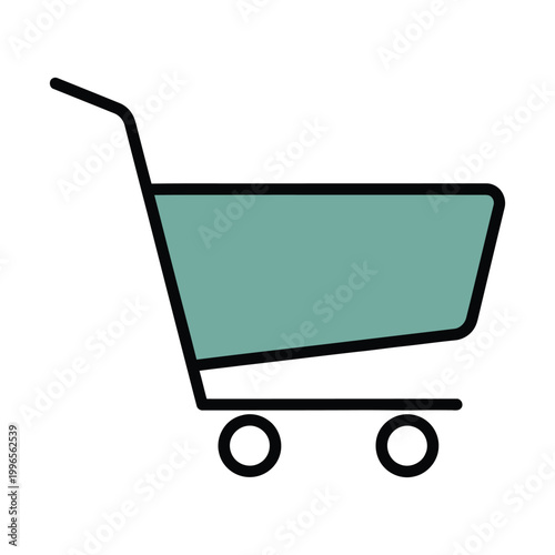 Simple green shopping cart icon isolated on white background