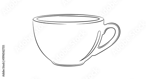 Outline of a ceramic teacup illustration on a white background