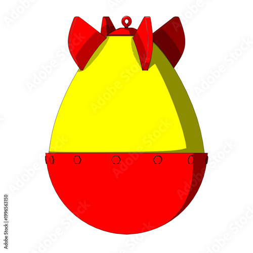 Atomic Nuclear Bomb on White Background. One of the Nuclear War Symbol. Vector Illustration.