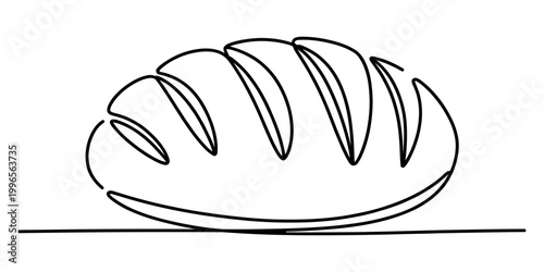 A single continuous line drawing of a fresh loaf of bread Vector, illustration