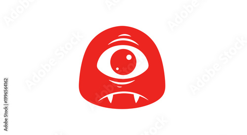 Slika na platnu Red Cartoon Monster Face with Eye.