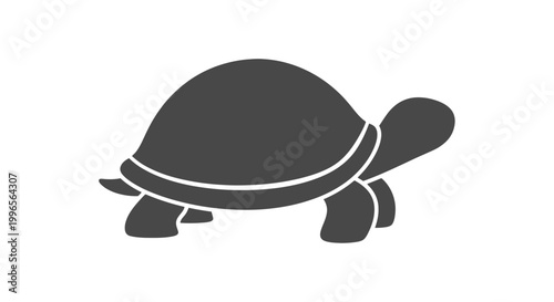 Simple Black Silhouette of a Turtle.