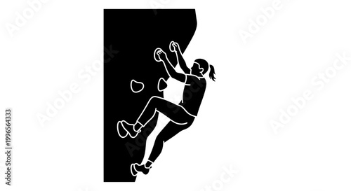Woman Rock Climbing Illustration Silhouette Active.
