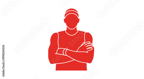 Red Jockey Silhouette with Arms Crossed.