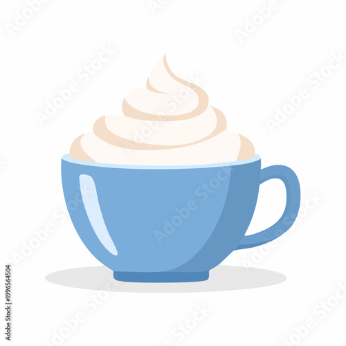 Blue cup with whipped cream
