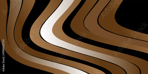 Abstract Wavy Brown and Black Gradient Lines Background