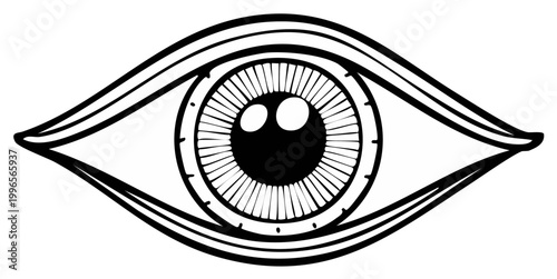 Abstract eye illustration, third eye concept, all-seeing eye, geometric design.