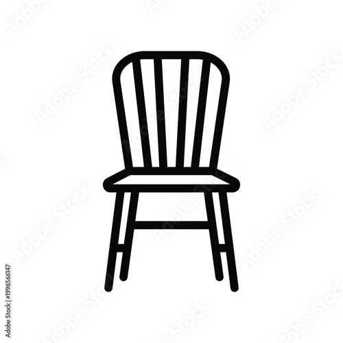 Minimal chair outline design on white background