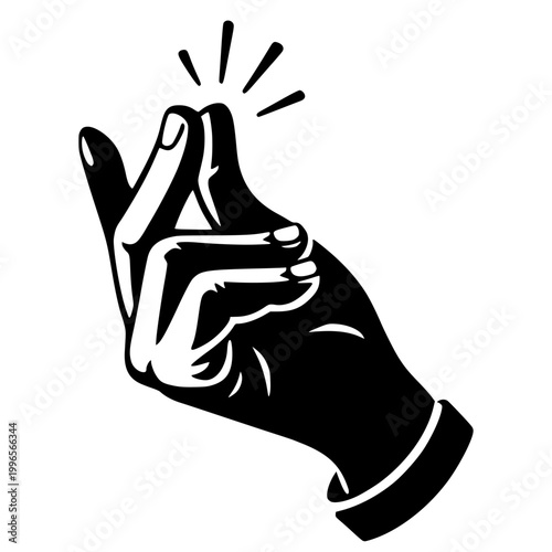 Minimalist vector illustration of a hand snapping fingers. Simple silhouette design depicting a gesture of ease, snap, sound, or rhythm. Suitable for icons, graphic design
