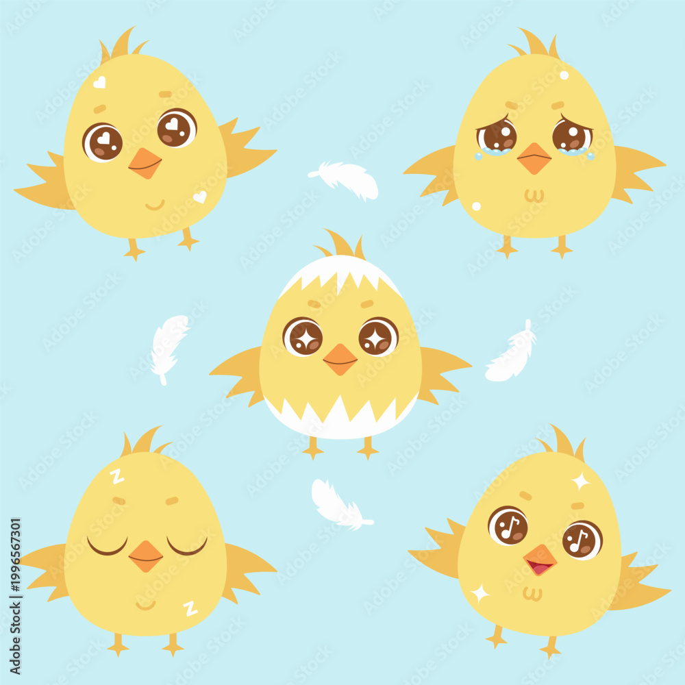 Fototapeta premium Baby Bird Character Design Sheet