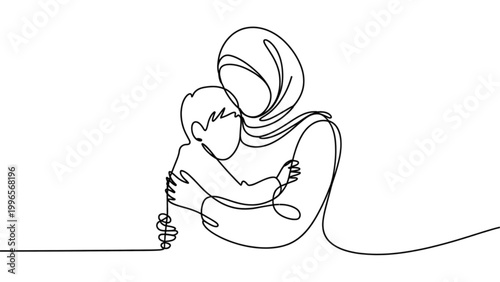 Mother comforting small child with a warm embrace Vector