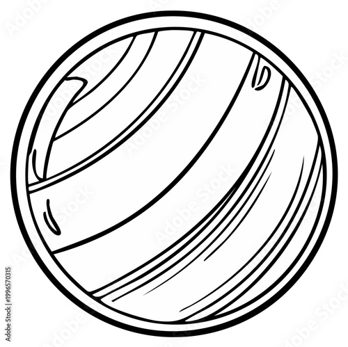 Round decorative dish with glossy surface and abstract pattern in outline style