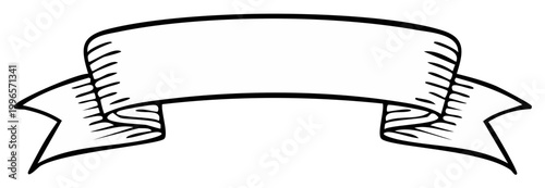 Hand-drawn ribbon banner with empty space for text or design elements