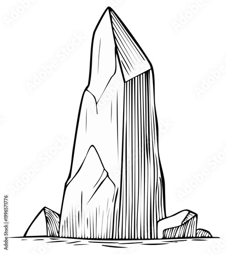 Hand Drawn Illustration of a Stalagmite or Unusual Rock Formation isolated on White
