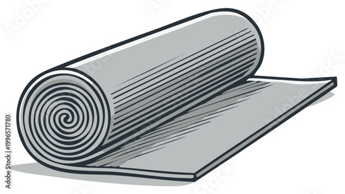Rolled and Unrolled Gray Material Illustration