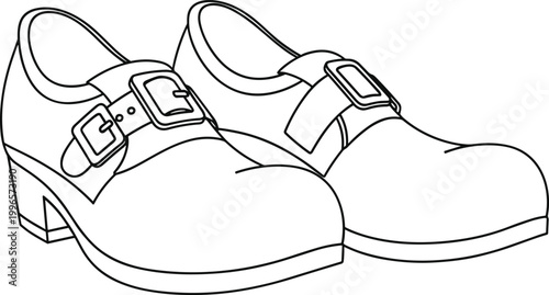 A pair of women's buckle shoes with low heel