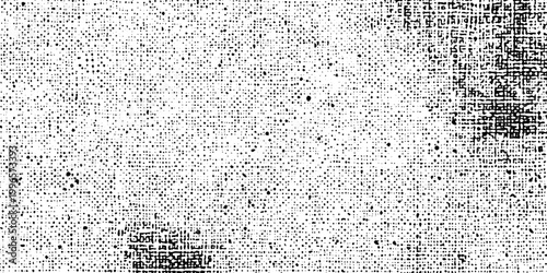 Black and White Grunge Halftone Texture Vector Pattern with Distressed Grainy Canvas Effect