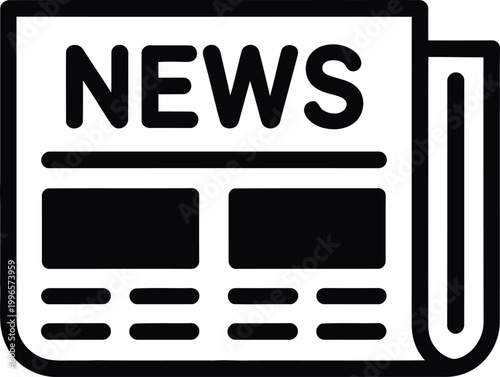 Newspaper icon a simple black and white representation of current events