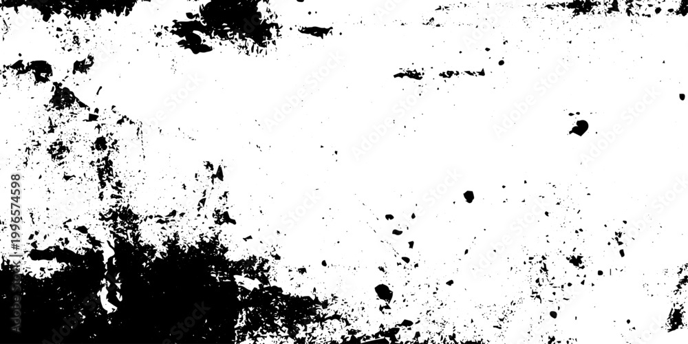 Obraz premium Abstract Distressed Black and White Grunge Texture Background with Messy Ink Splatters and Weathered Effects