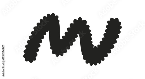 Black Wavy Line with Floral Pattern.