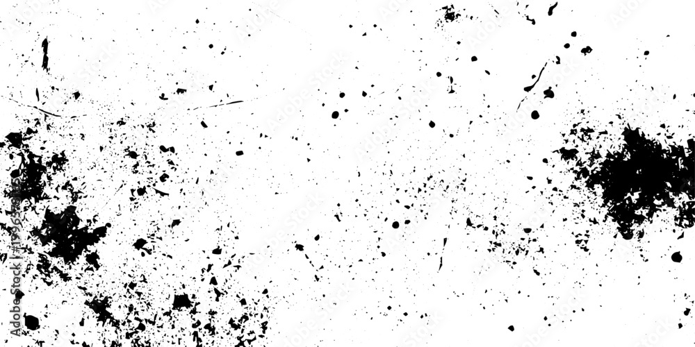 Obraz premium Black and White Grunge Distress Texture with Heavy Ink Splatters and Dust Particles for Graphic Design Overlay