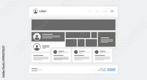 Tableau sur toile A wireframe template with various rectangles and icons