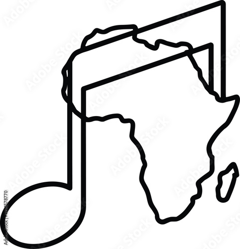 Stylized map of Africa with musical note