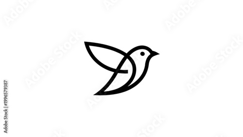 Minimalist bird icon flying with wings spread Vector