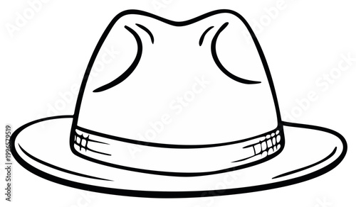 Outlined vintage fedora hat, classic headwear style