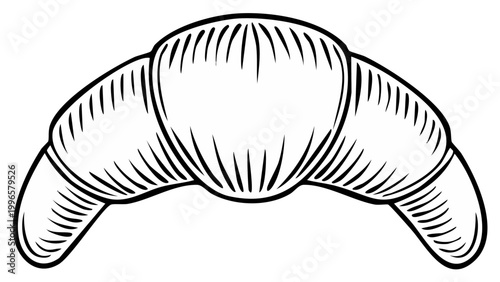 Fresh croissant pastry illustration in retro style