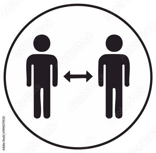 Social distancing circular symbol. Keep your distance. Coronavirus safety sign.