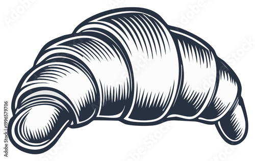 Engraved Style Croissant Illustration Pastry Sketch Freshly Baked Treat Delicious Graphic