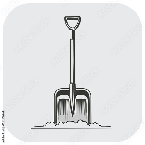 Illustrated shovel tool for gardening, digging, and yard work in graphic style.