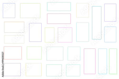 Minimalist pastel rectangular frames for digital scrapbooking and mood board layout design