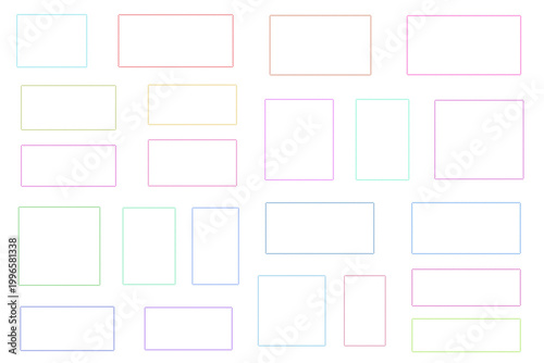 Minimalist Mood Board Layout Templates with Colorful Rectangular Frames for Digital Scrapbooking